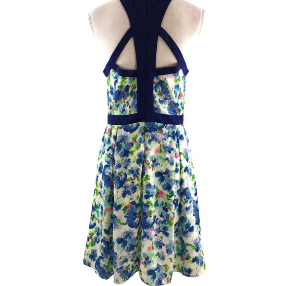 Adelyn Rae Strappy Fit & Flare Cocktail Party Dress Blue Floral Size Medium - Picture 4 of 12